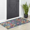 2' X 3' Blue And Orange Floral Power Loom Area Rug