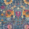 2' X 3' Blue And Orange Floral Power Loom Area Rug