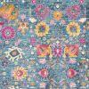 4' X 6' Blue And Orange Floral Power Loom Area Rug