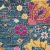 5' Blue And Orange Round Floral Power Loom Area Rug