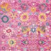 5' X 7' Fuchsia Floral Power Loom Area Rug