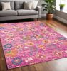 5' X 7' Fuchsia Floral Power Loom Area Rug