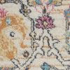 10' Orange And Ivory Floral Power Loom Runner Rug
