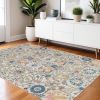 4' X 6' Orange And Ivory Floral Power Loom Area Rug