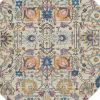4' Orange And Ivory Round Floral Power Loom Area Rug