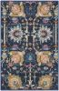 2' X 3' Navy Blue Floral Power Loom Area Rug
