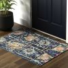 2' X 3' Navy Blue Floral Power Loom Area Rug