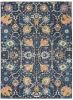 4' X 6' Navy Blue Floral Power Loom Area Rug