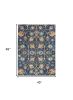 4' X 6' Navy Blue Floral Power Loom Area Rug