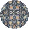 5' Navy Blue Round Floral Power Loom Area Rug