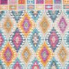 4' X 6' Blue And Pink Ogee Power Loom Area Rug
