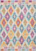 4' X 6' Blue And Pink Ogee Power Loom Area Rug