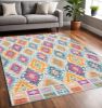 5' X 7' Blue And Pink Ogee Power Loom Area Rug