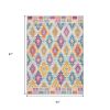 5' X 7' Blue And Pink Ogee Power Loom Area Rug