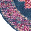 4' Blue Round Power Loom Area Rug