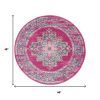 4' Fuchsia Round Power Loom Area Rug