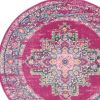 4' Fuchsia Round Power Loom Area Rug