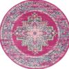 4' Fuchsia Round Power Loom Area Rug