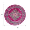 5' Fuchsia Round Power Loom Area Rug