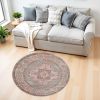 4' Gray Round Power Loom Area Rug