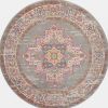 4' Gray Round Power Loom Area Rug
