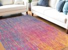 5' X 7' Blue And Pink Abstract Power Loom Area Rug