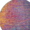 5' Blue And Pink Round Abstract Power Loom Area Rug