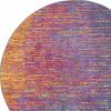 5' Blue And Pink Round Abstract Power Loom Area Rug