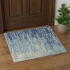 2' X 3' Blue and Ivory Abstract Power Loom Area Rug