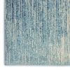 10' Ivory And Blue Abstract Power Loom Runner Rug