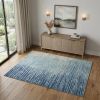4' X 6' Blue and Ivory Abstract Stripes Power Loom Area Rug