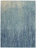 4' X 6' Blue and Ivory Abstract Stripes Power Loom Area Rug