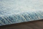 4' Blue and Ivory Abstract Power Loom Round Rug