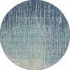 4' Blue and Ivory Abstract Power Loom Round Rug