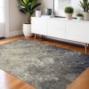 4' X 6' Gray And Ivory Abstract Power Loom Area Rug