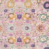 5' X 7' Gray and Pink Floral Power Loom Distressed Area Rug
