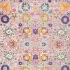 5' X 7' Gray and Pink Floral Power Loom Distressed Area Rug