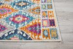 2' X 3' Blue And Pink Ogee Power Loom Area Rug