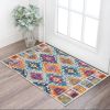 2' X 3' Blue And Pink Ogee Power Loom Area Rug