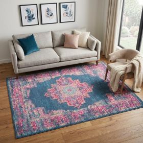 5' X 7' Blue Power Loom Area Rug