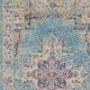 10' Light Blue Southwestern Power Loom Runner Rug