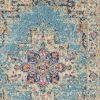 2' X 8' Light Blue Distressed Medallion Runner Rug