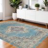4' X 6' Light Blue Southwestern Power Loom Area Rug