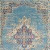 5' X 7' Light Blue Southwestern Power Loom Area Rug