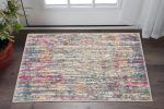 2' X 3' Pink And Ivory Abstract Power Loom Area Rug