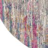 4' Pink And Ivory Round Abstract Power Loom Area Rug