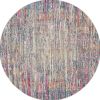 4' Pink And Ivory Round Abstract Power Loom Area Rug