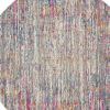 5' Pink And Ivory Round Abstract Power Loom Area Rug