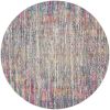 5' Pink And Ivory Round Abstract Power Loom Area Rug