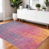4' X 6' Blue And Pink Abstract Power Loom Area Rug